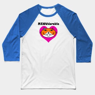 MEOWdorable - PURRty Orange Kitty on Pink Heart Baseball T-Shirt